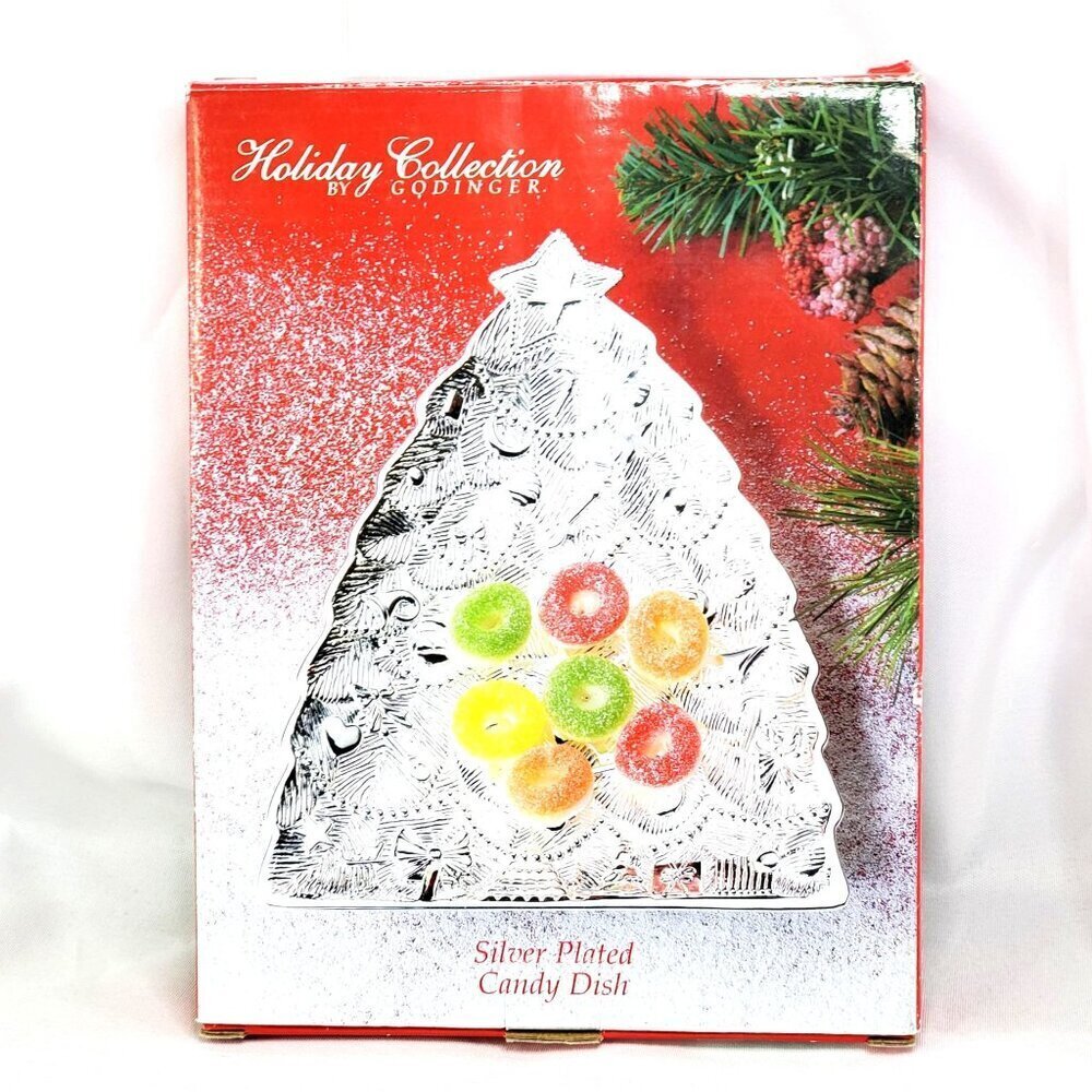 VTG Godinger Silver Plated Candy/ Nut Dish Christmas Tree Holiday Collection - Picture 3 of 7